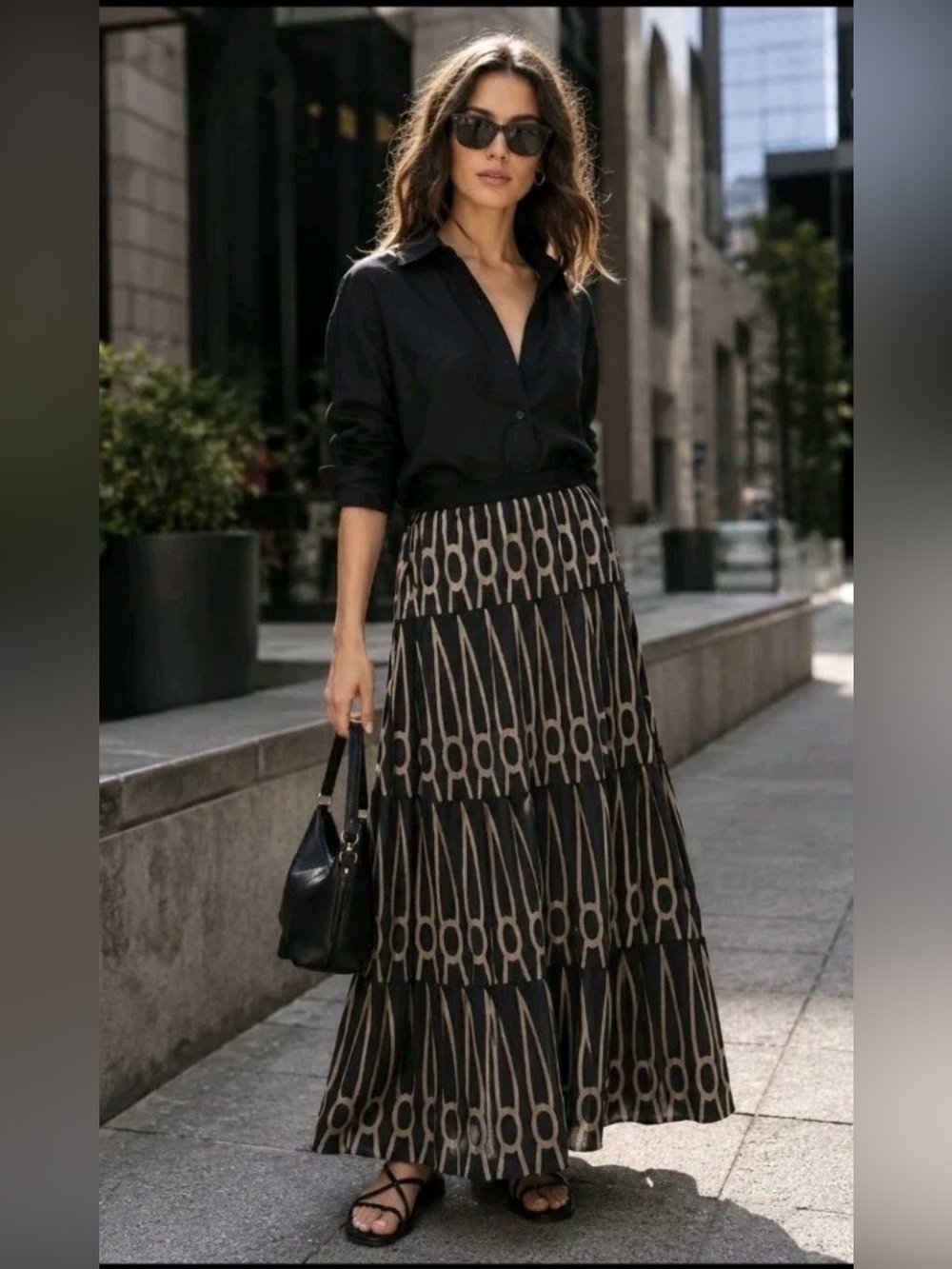 Anthropologie Fossil Imprint Maxi Tribal Print Skirt - Size XS - 100% Silk